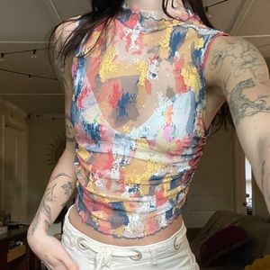 Free People Paint Splatter Lace Crop